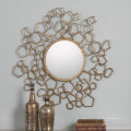 O espelho redondo criativo moldou o espelho decorativo da parede / quadro antigo do espelho do ouro